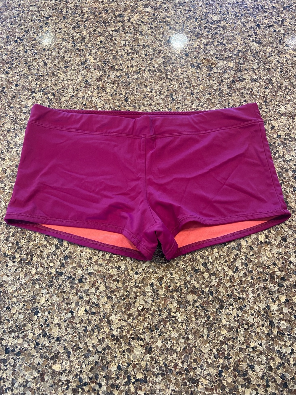 Title Nine Women's Raspberry swim Shorts with Coral Lining size xl like new